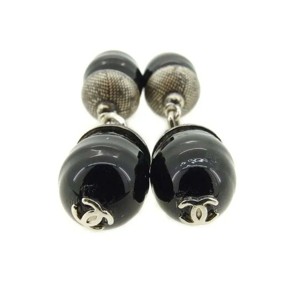 CHANEL cuffs Silver black Women Authentic secondhand